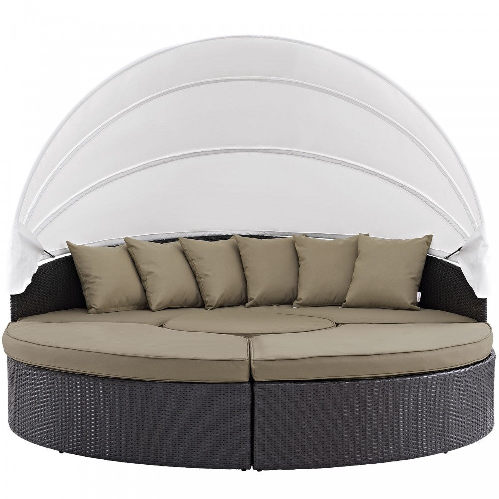 Convene Canopy Outdoor Patio Daybed, Espresso Mocha, EEI-2173-EXP-MOC-SET