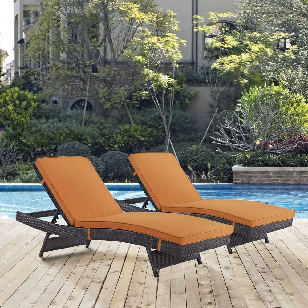 Convene Chaise Outdoor Patio Set of 2, Espresso Orange