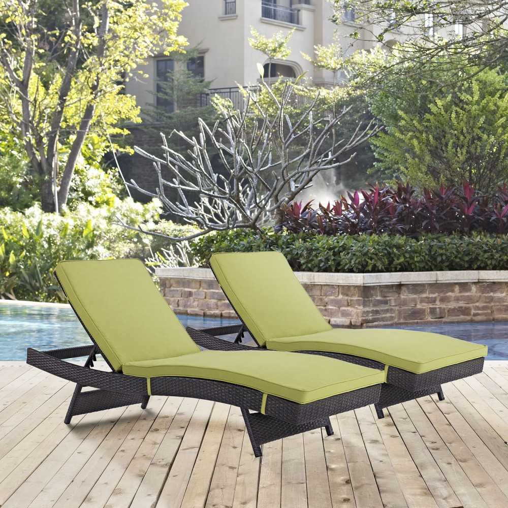 Convene Chaise Outdoor Patio Set of 2, Espresso Peridot