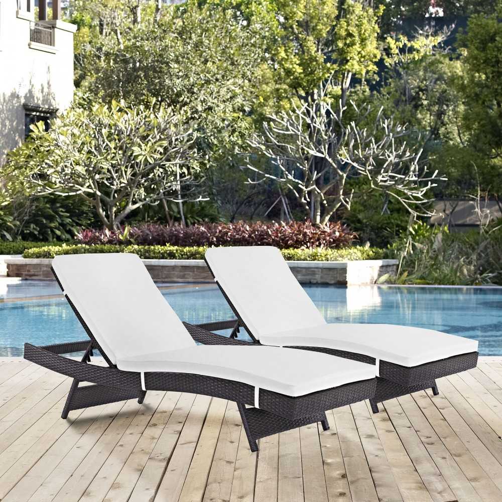 Convene Chaise Outdoor Patio Set of 2, Espresso White