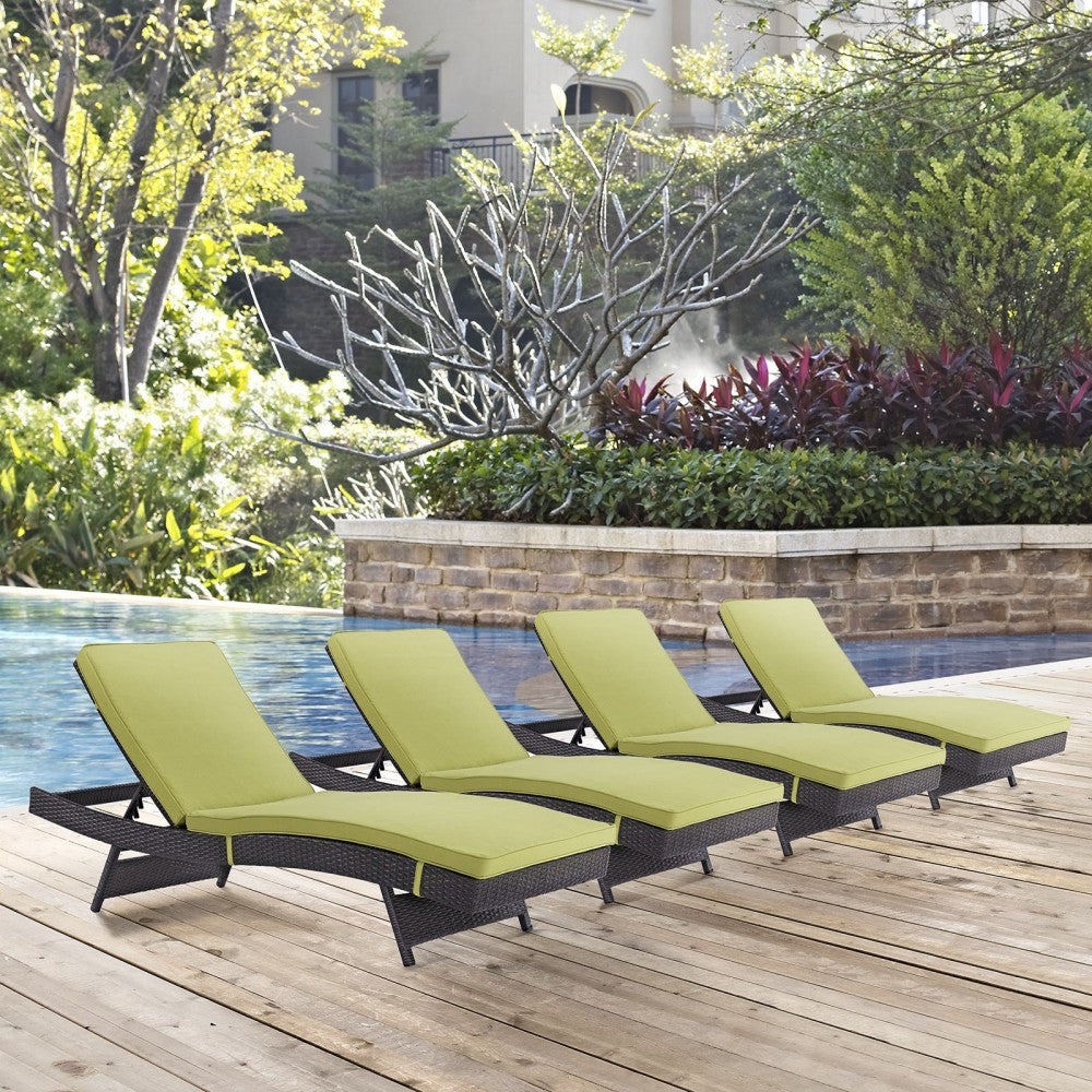 Convene Chaise Outdoor Patio Set of 4, Espresso Peridot
