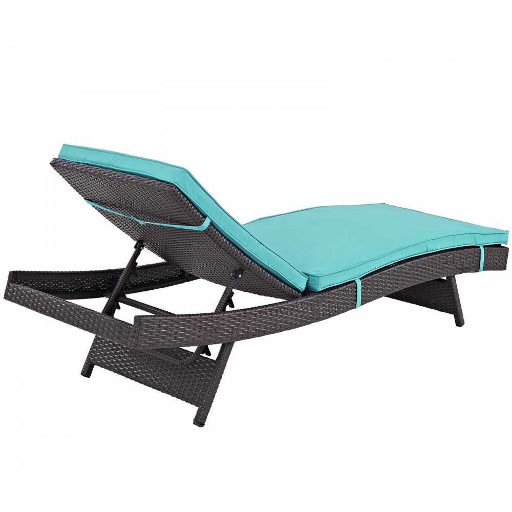 Convene Chaise Outdoor Patio Set of 4, Espresso Turquoise
