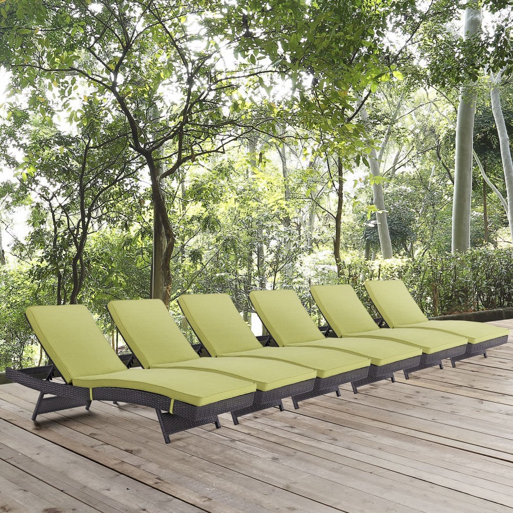 Convene Chaise Outdoor Patio Set of 6, Espresso Peridot