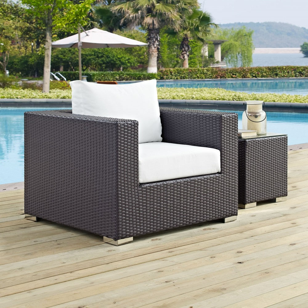 Convene Outdoor Patio Armchair, Espresso White
