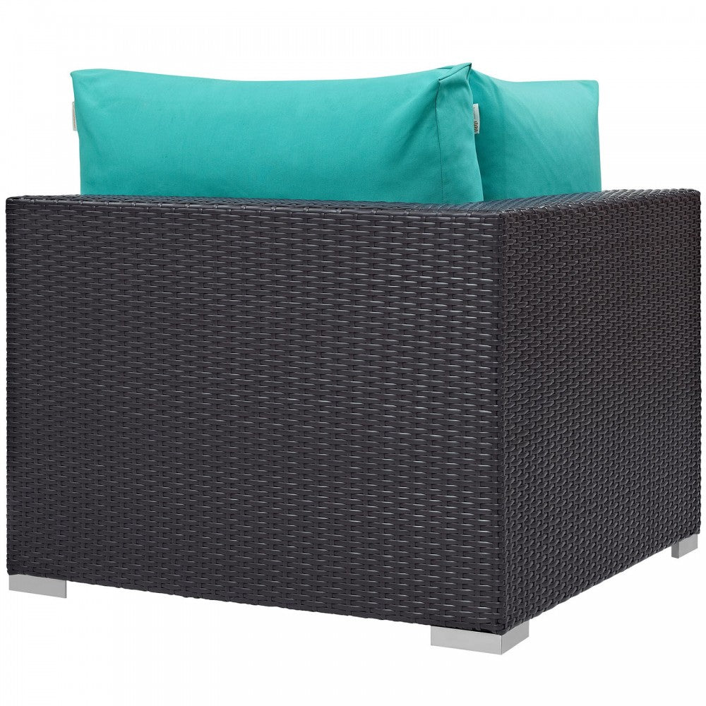 Convene Outdoor Patio Corner, Espresso Turquoise