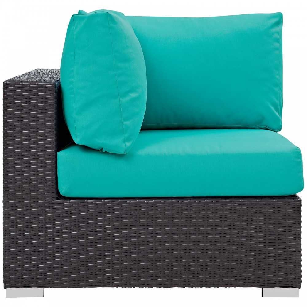 Convene Outdoor Patio Corner, Espresso Turquoise