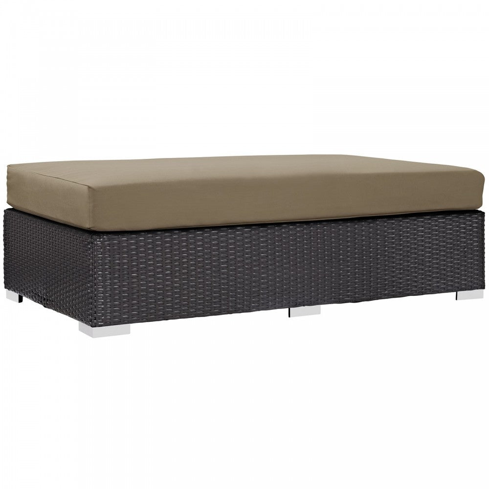 Convene Outdoor Patio Fabric Rectangle Ottoman, Espresso Mocha