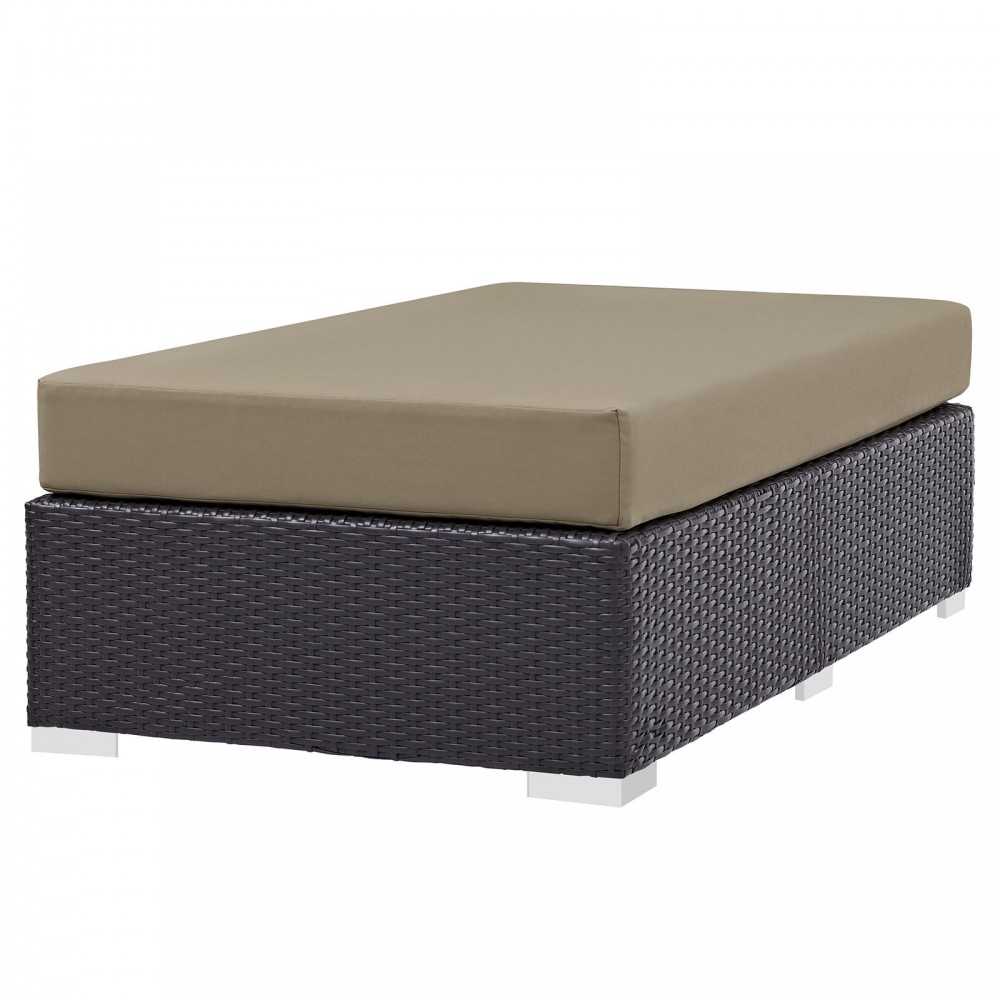 Convene Outdoor Patio Fabric Rectangle Ottoman, Espresso Mocha