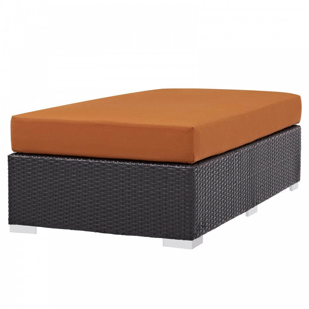 Convene Outdoor Patio Fabric Rectangle Ottoman, Espresso Orange