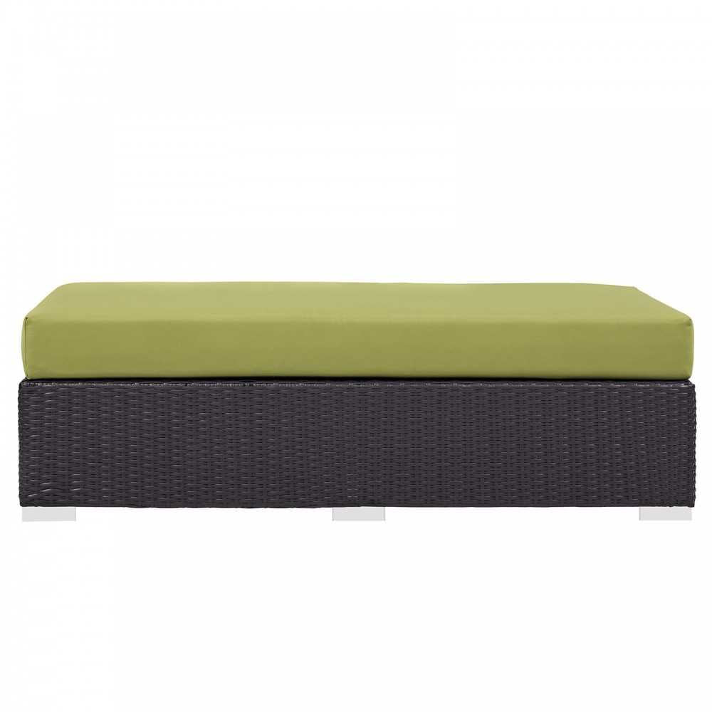 Convene Outdoor Patio Fabric Rectangle Ottoman, Espresso Peridot