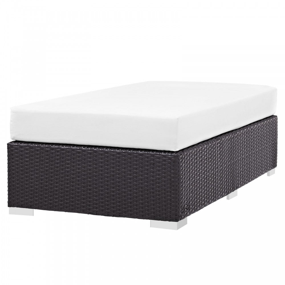 Convene Outdoor Patio Fabric Rectangle Ottoman, Espresso White
