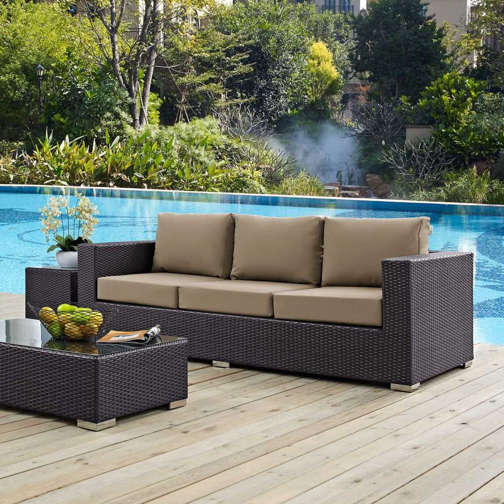 Convene Outdoor Patio Sofa, Espresso Mocha