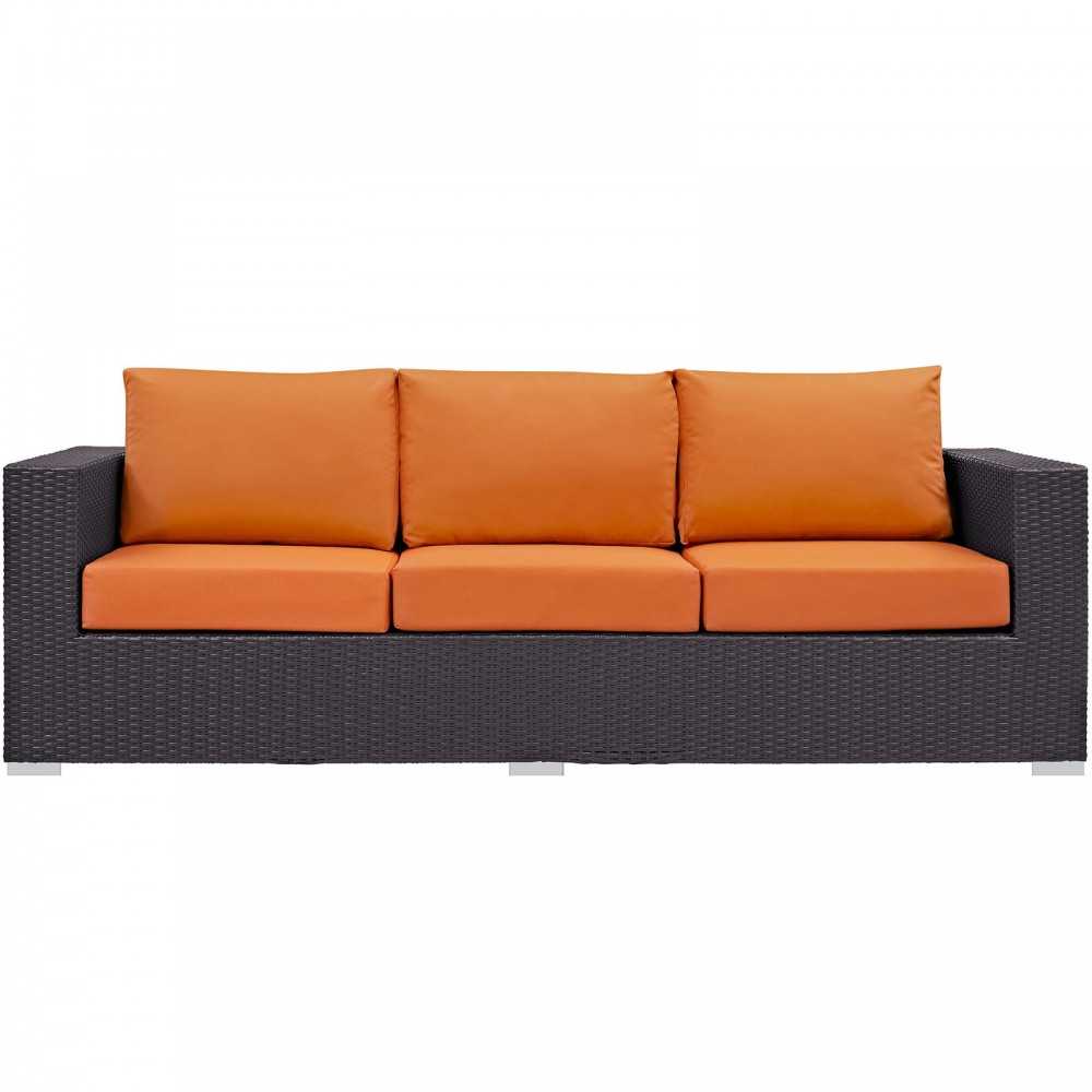 Convene Outdoor Patio Sofa, Espresso Orange