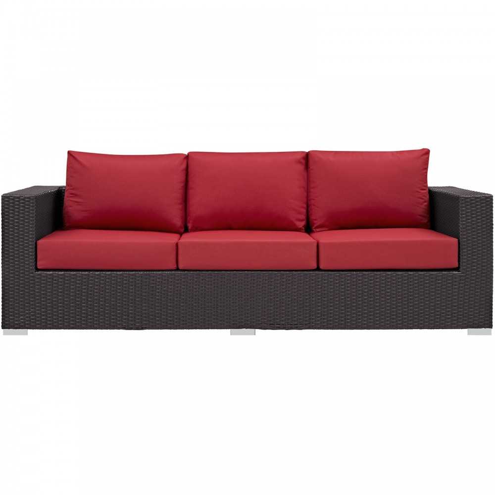 Convene Outdoor Patio Sofa, Espresso Red