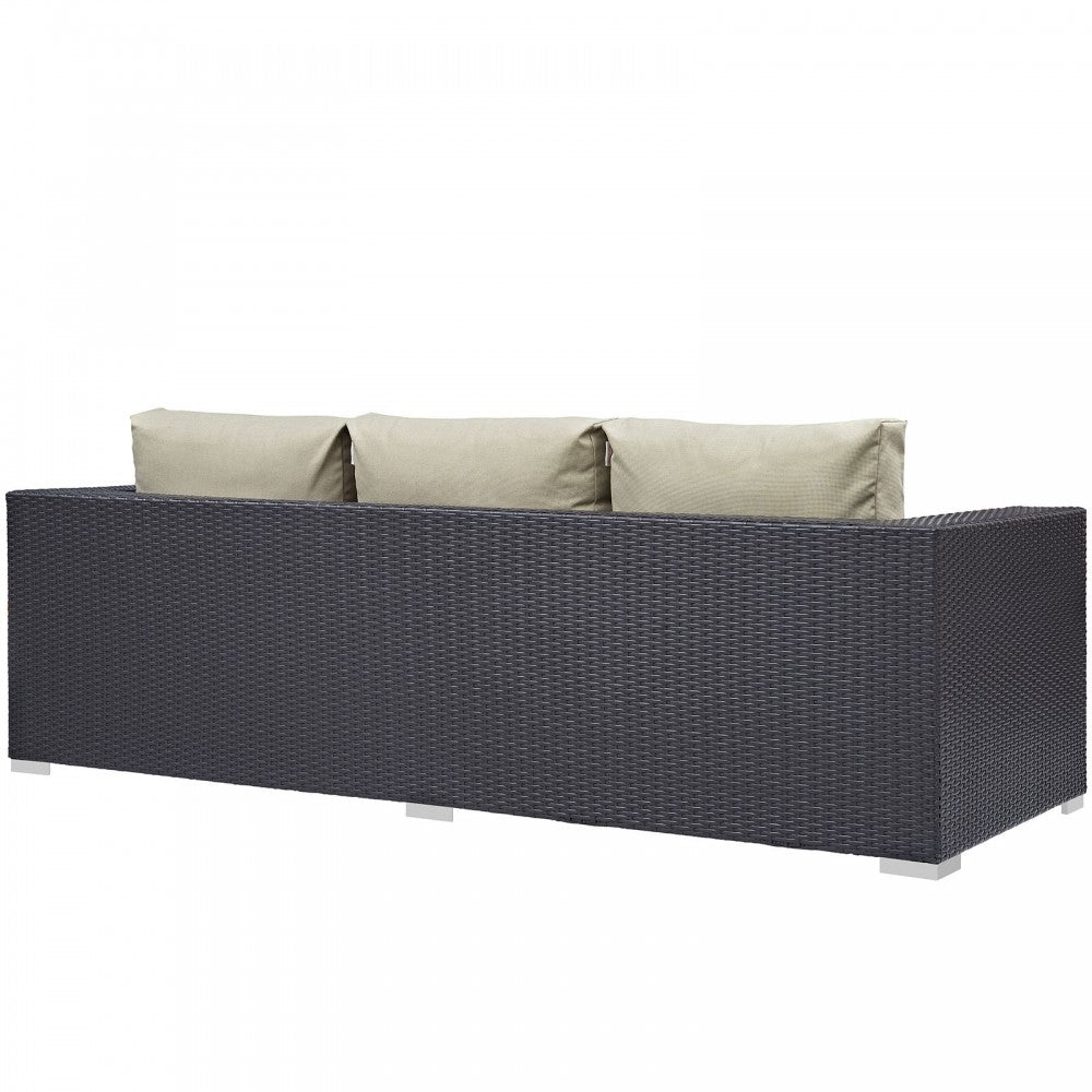 Convene Outdoor Patio Sofa, Espresso Beige