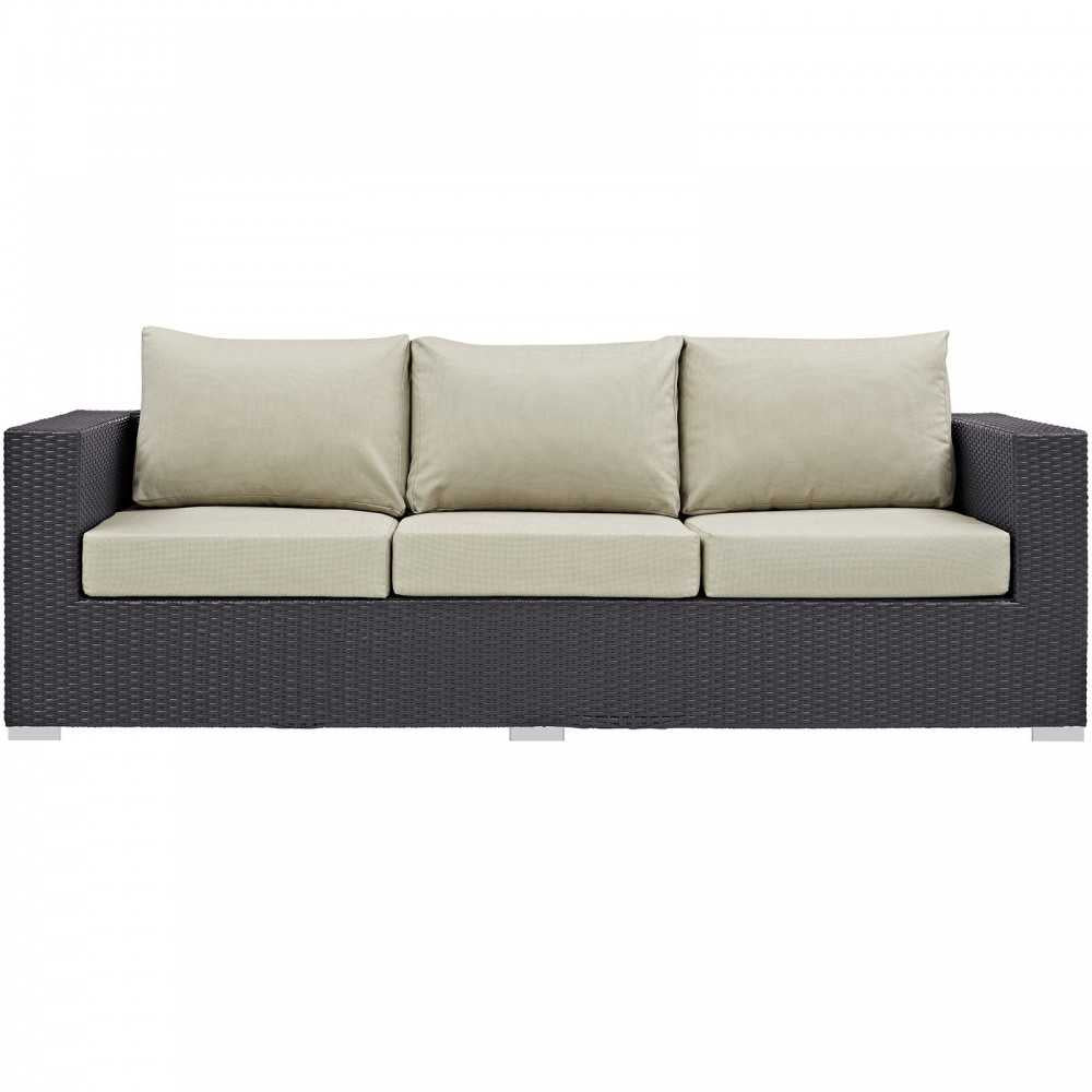 Convene Outdoor Patio Sofa, Espresso Beige