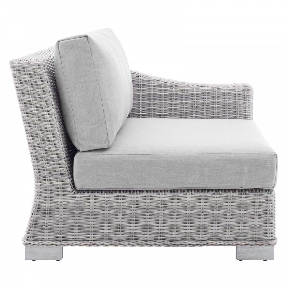 Conway Sunbrella Outdoor Patio Wicker Rattan 5-Piece Sectional Sofa Set, Light Gray Gray
