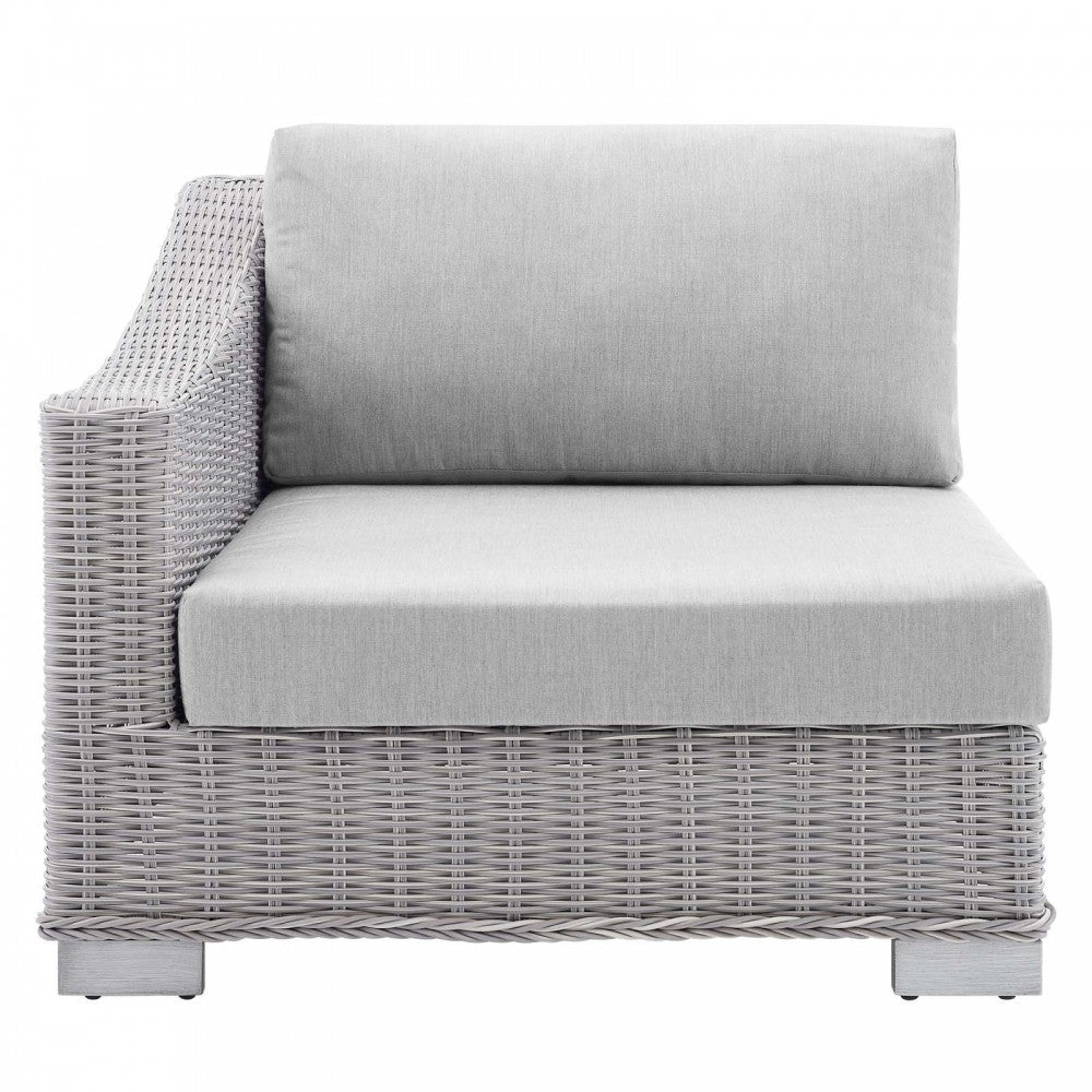 Conway Sunbrella Outdoor Patio Wicker Rattan 5-Piece Sectional Sofa Set, Light Gray Gray