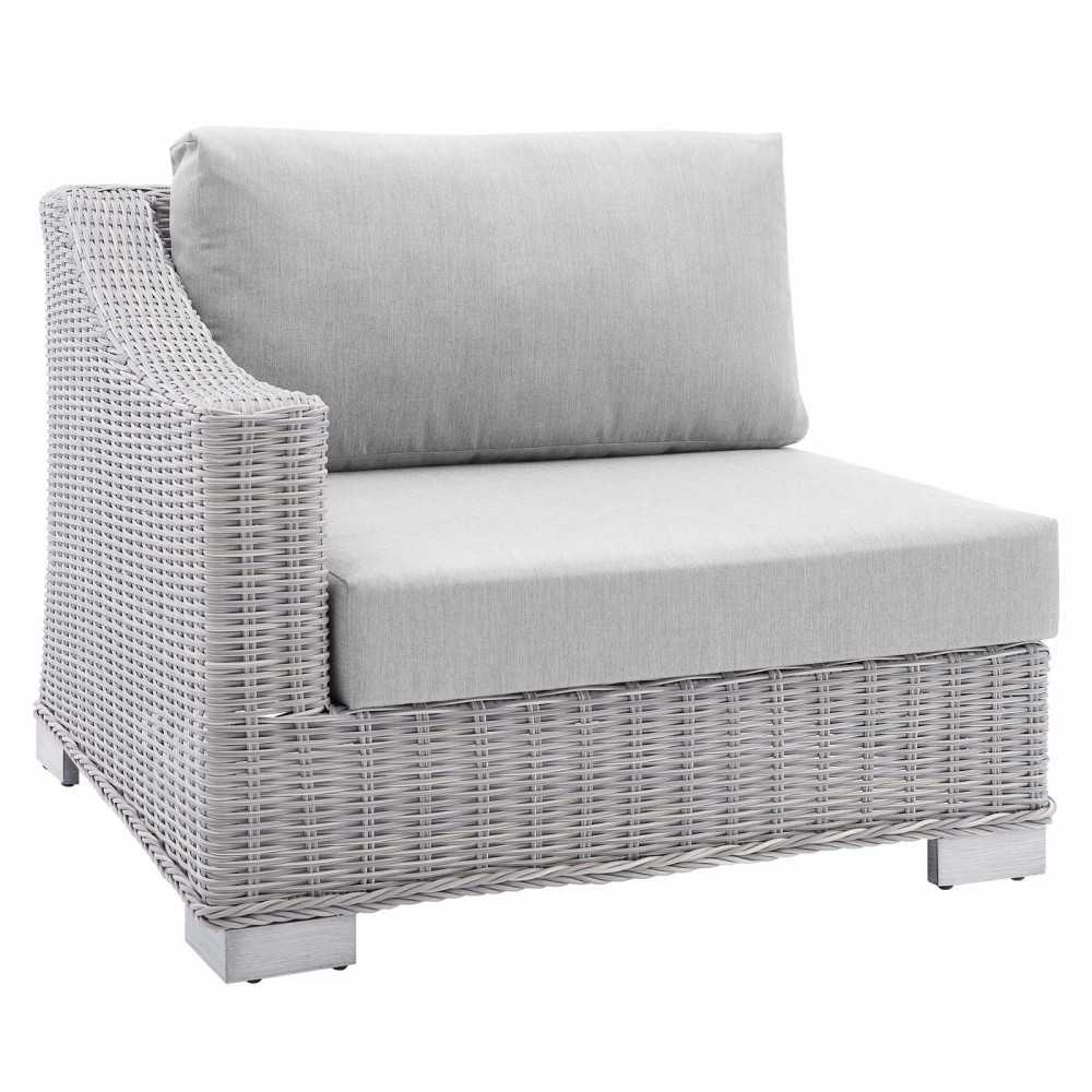 Conway Sunbrella Outdoor Patio Wicker Rattan 5-Piece Sectional Sofa Set, Light Gray Gray