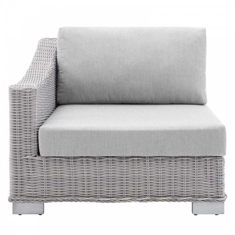 Conway Sunbrella Outdoor Patio Wicker Rattan 6-Piece Sectional Sofa Set, Light Gray Gray