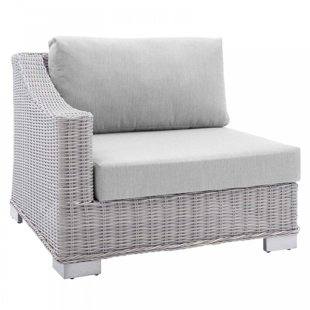 Conway Sunbrella Outdoor Patio Wicker Rattan 6-Piece Sectional Sofa Set, Light Gray Gray