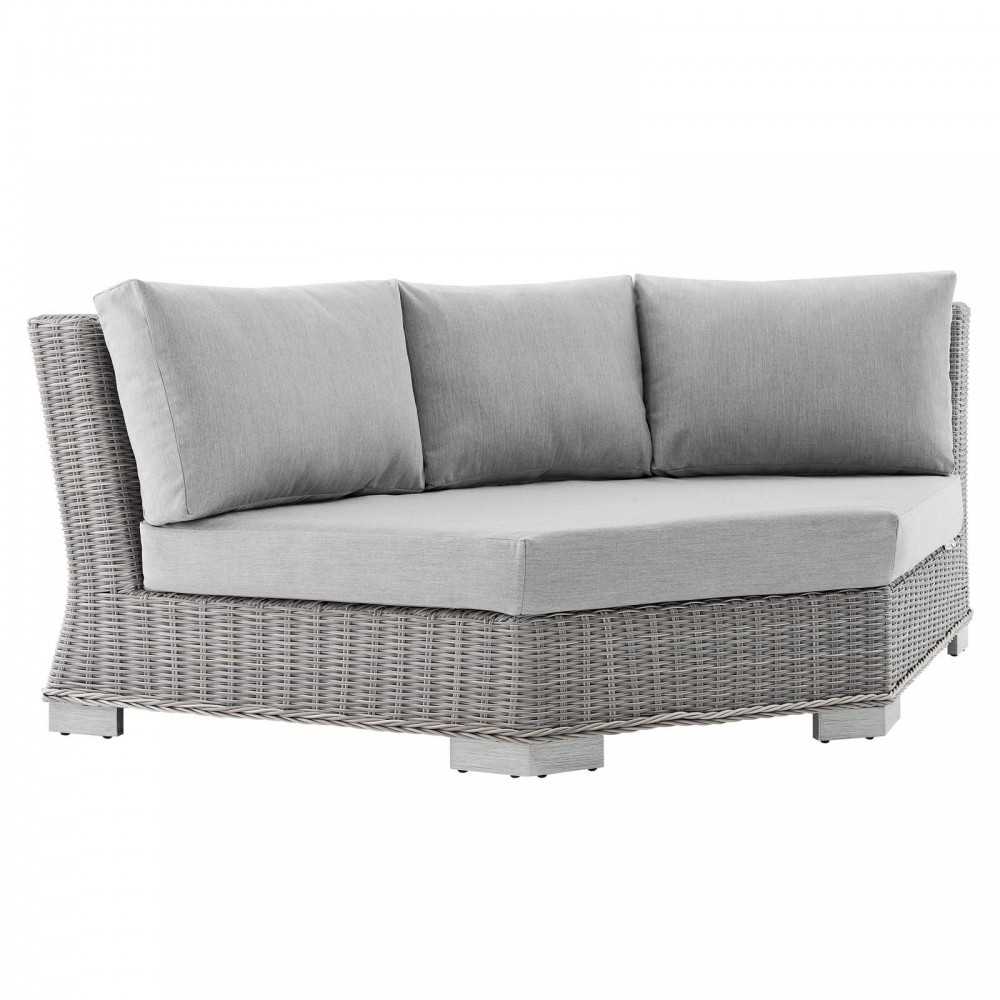 Conway Sunbrella Outdoor Patio Wicker Rattan 6-Piece Sectional Sofa Set, Light Gray Gray