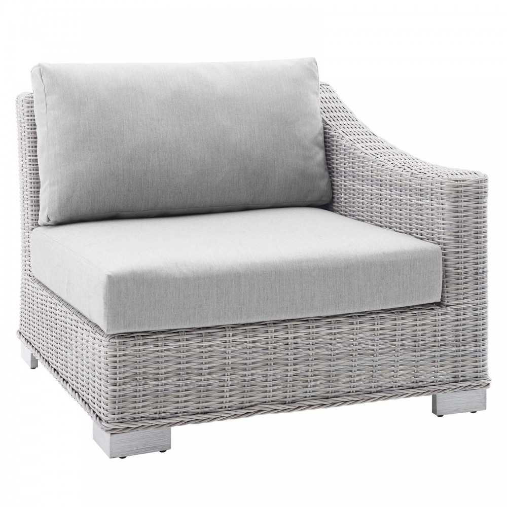 Conway Sunbrella Outdoor Patio Wicker Rattan 9-Piece Sectional Sofa Set, Light Gray Gray