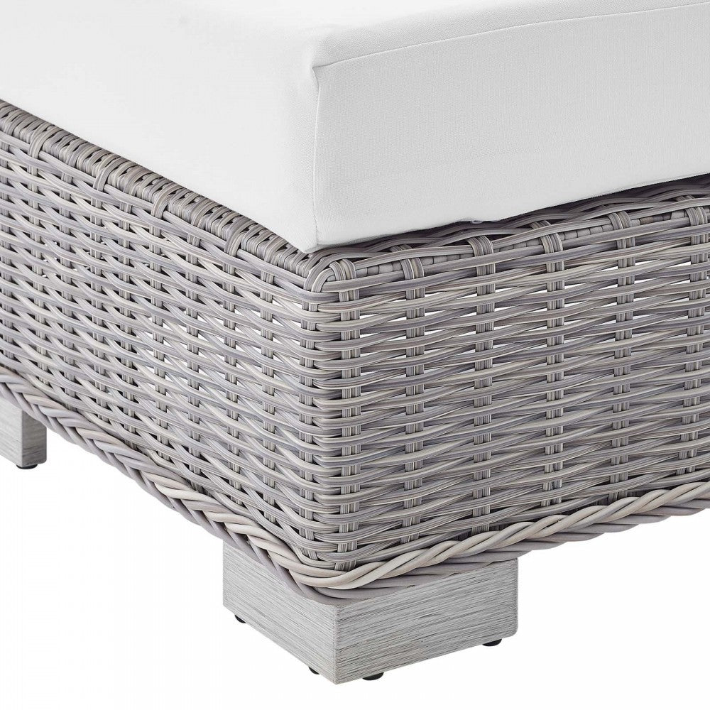 Conway Sunbrella Outdoor Patio Wicker Rattan Armless Chair, Light Gray White
