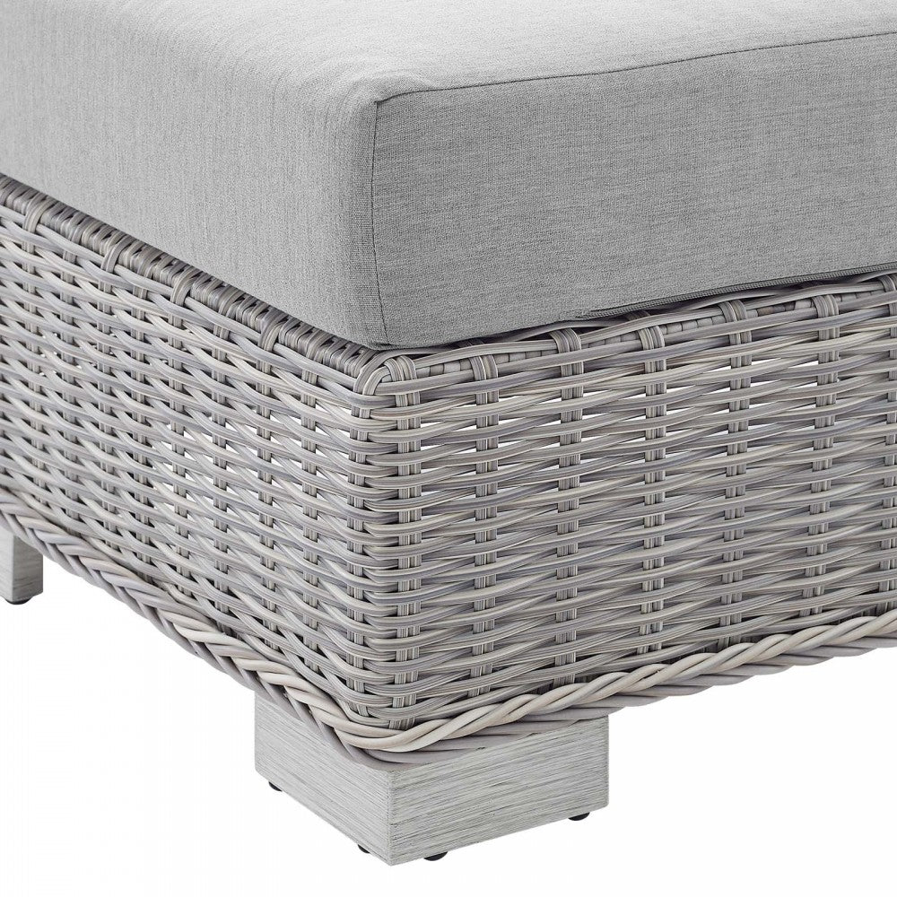 Conway Sunbrella Outdoor Patio Wicker Rattan Armless Chair, Light Gray Gray