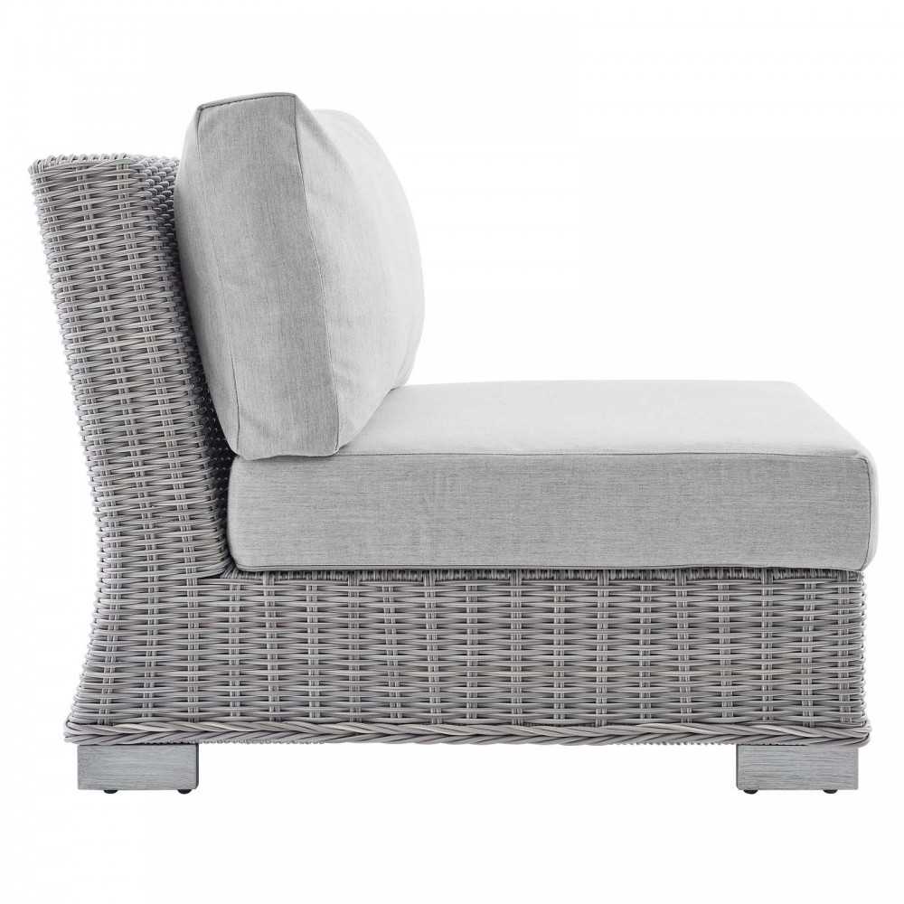 Conway Sunbrella Outdoor Patio Wicker Rattan Armless Chair, Light Gray Gray