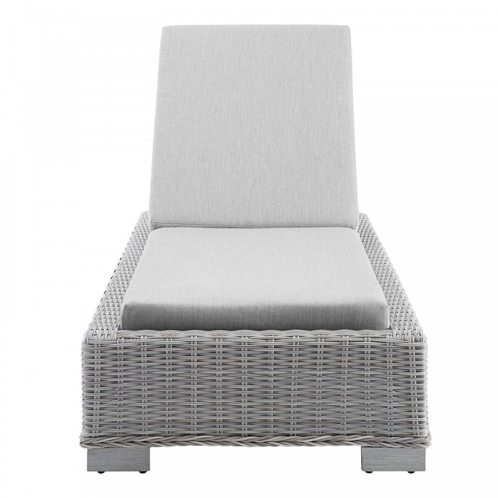 Conway Sunbrella Outdoor Patio Wicker Rattan Chaise Lounge, Light Gray Gray