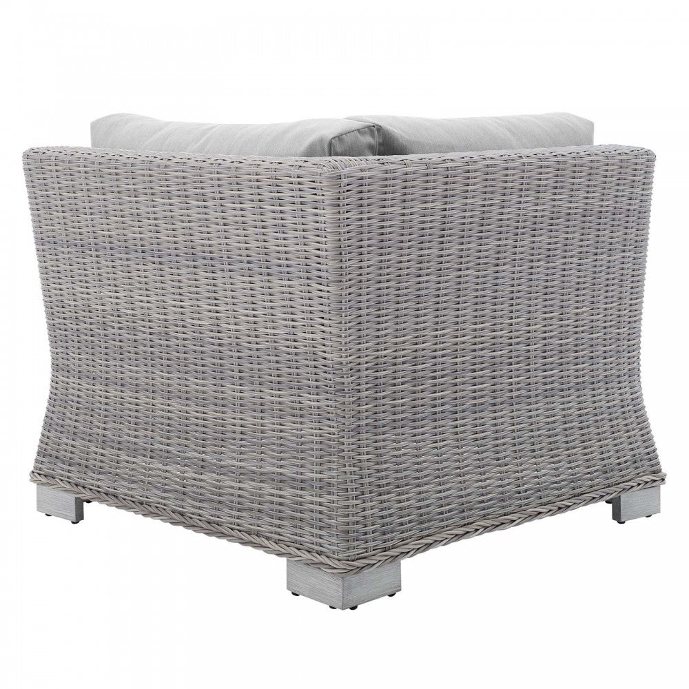 Conway Sunbrella Outdoor Patio Wicker Rattan Corner Chair, Light Gray Gray