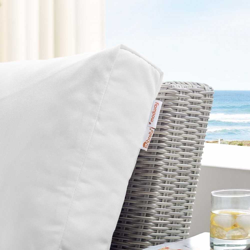 Conway Sunbrella Outdoor Patio Wicker Rattan Left-Arm Chair, Light Gray White