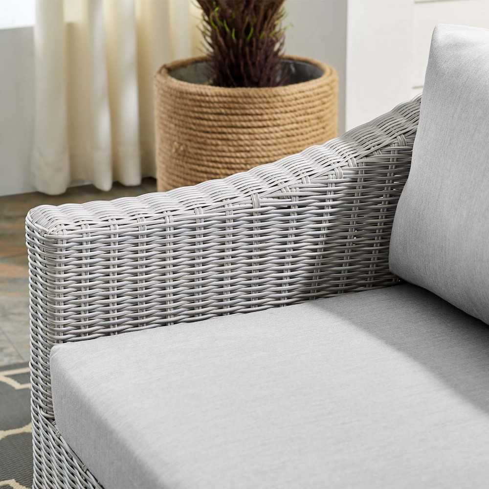 Conway Sunbrella Outdoor Patio Wicker Rattan Left-Arm Chair, Light Gray Gray