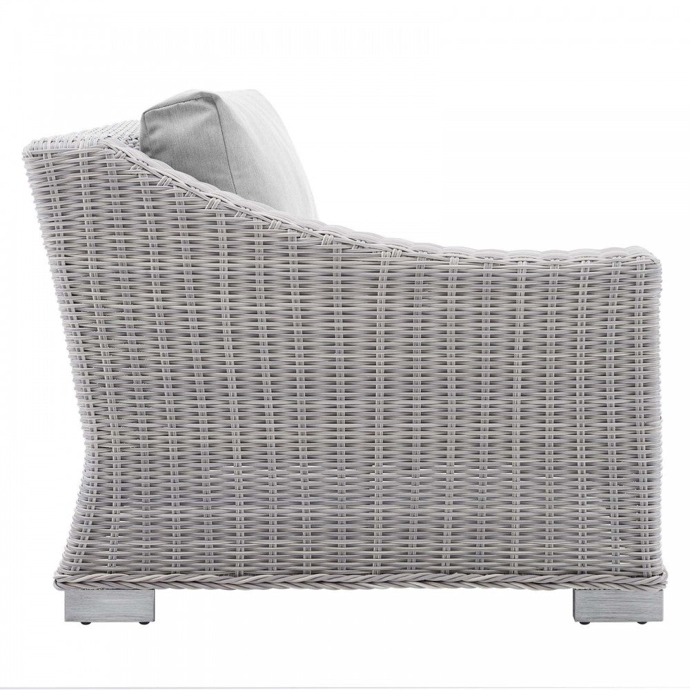 Conway Sunbrella Outdoor Patio Wicker Rattan Left-Arm Chair, Light Gray Gray