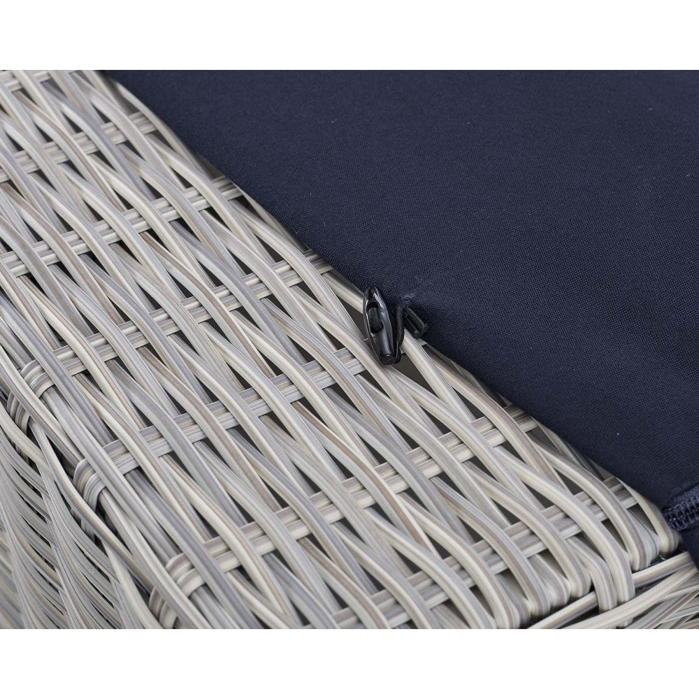 Conway Sunbrella Outdoor Patio Wicker Rattan Ottoman, Light Gray Navy