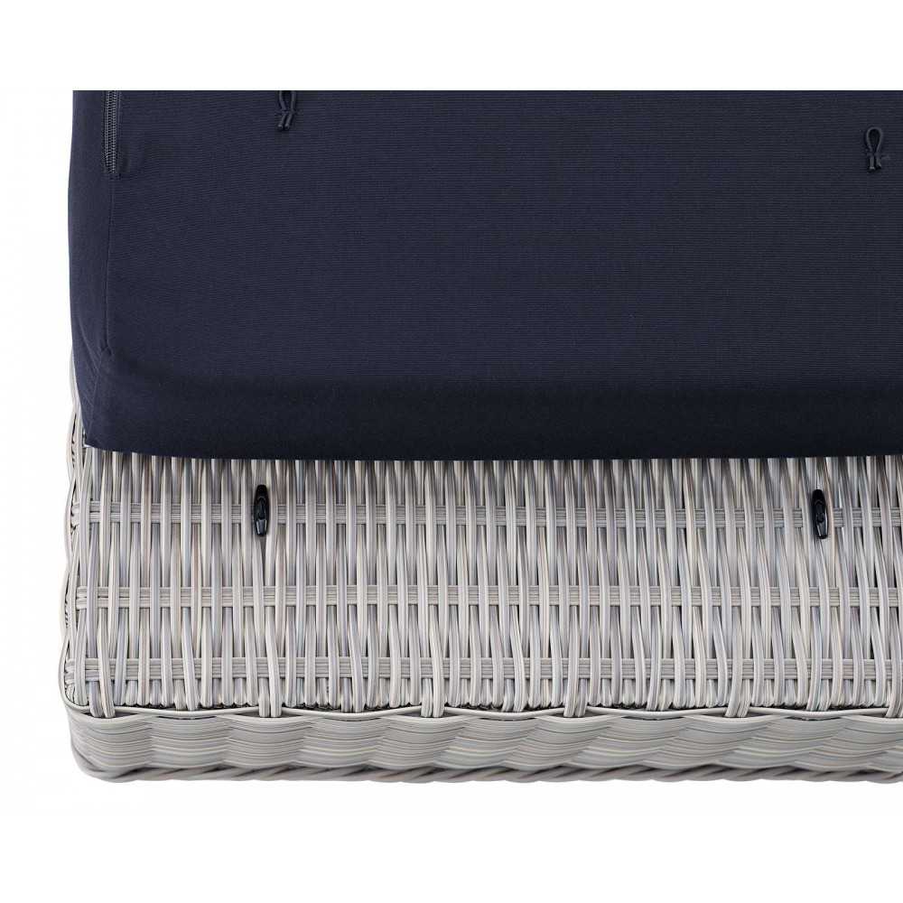 Conway Sunbrella Outdoor Patio Wicker Rattan Ottoman, Light Gray Navy