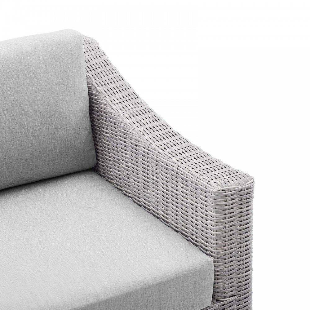 Conway Sunbrella Outdoor Patio Wicker Rattan Right-Arm Chair, Light Gray Gray