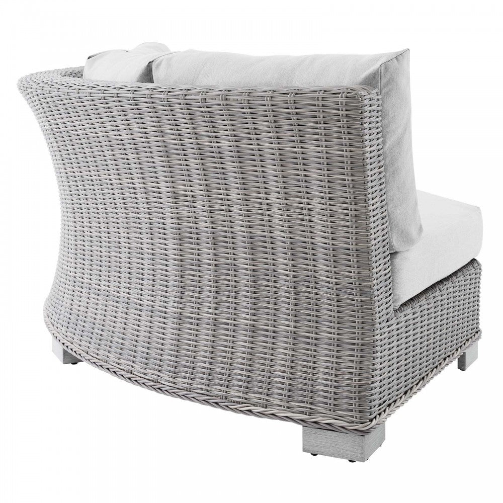 Conway Sunbrella Outdoor Patio Wicker Rattan Round Corner Chair, Light Gray Gray