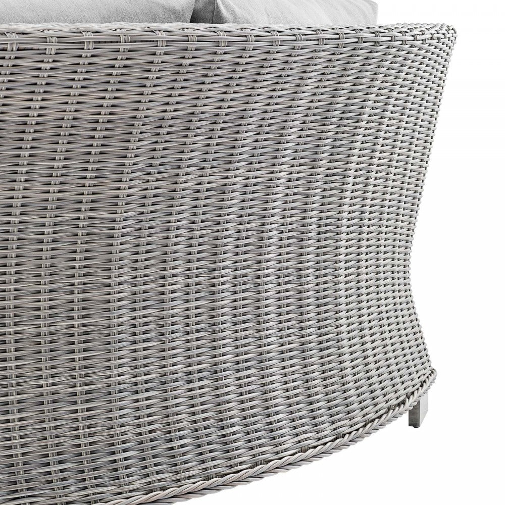 Conway Sunbrella Outdoor Patio Wicker Rattan Round Corner Chair, Light Gray Gray