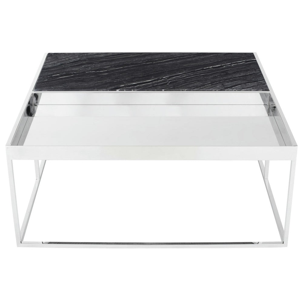 Corbett Black Wood Vein Stone Coffee Table, HGNA533