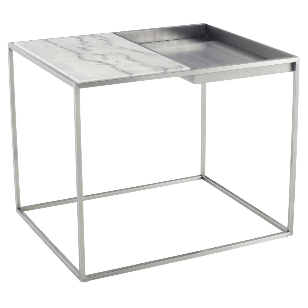 Corbett White Stone Side Table, HGNA525