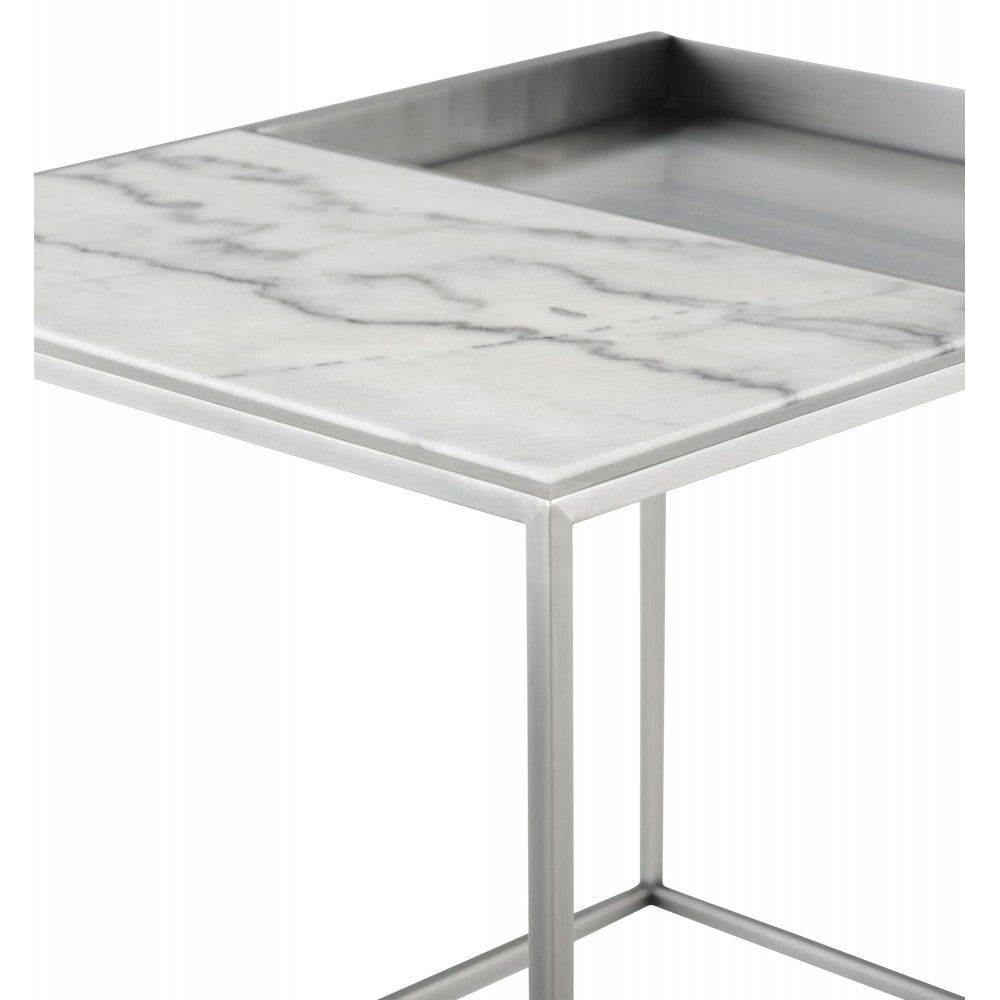 Corbett White Stone Side Table, HGNA525