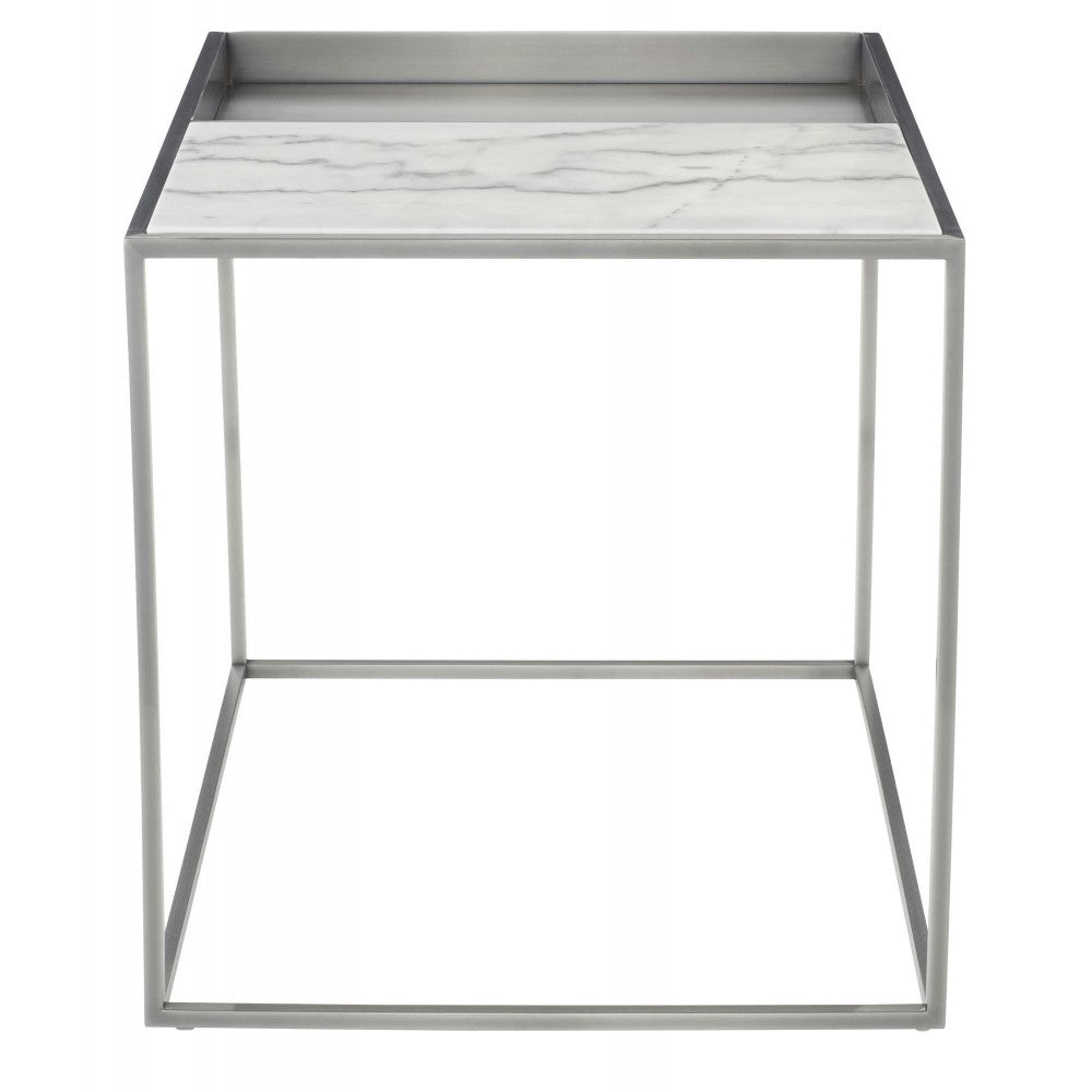 Corbett White Stone Side Table, HGNA525