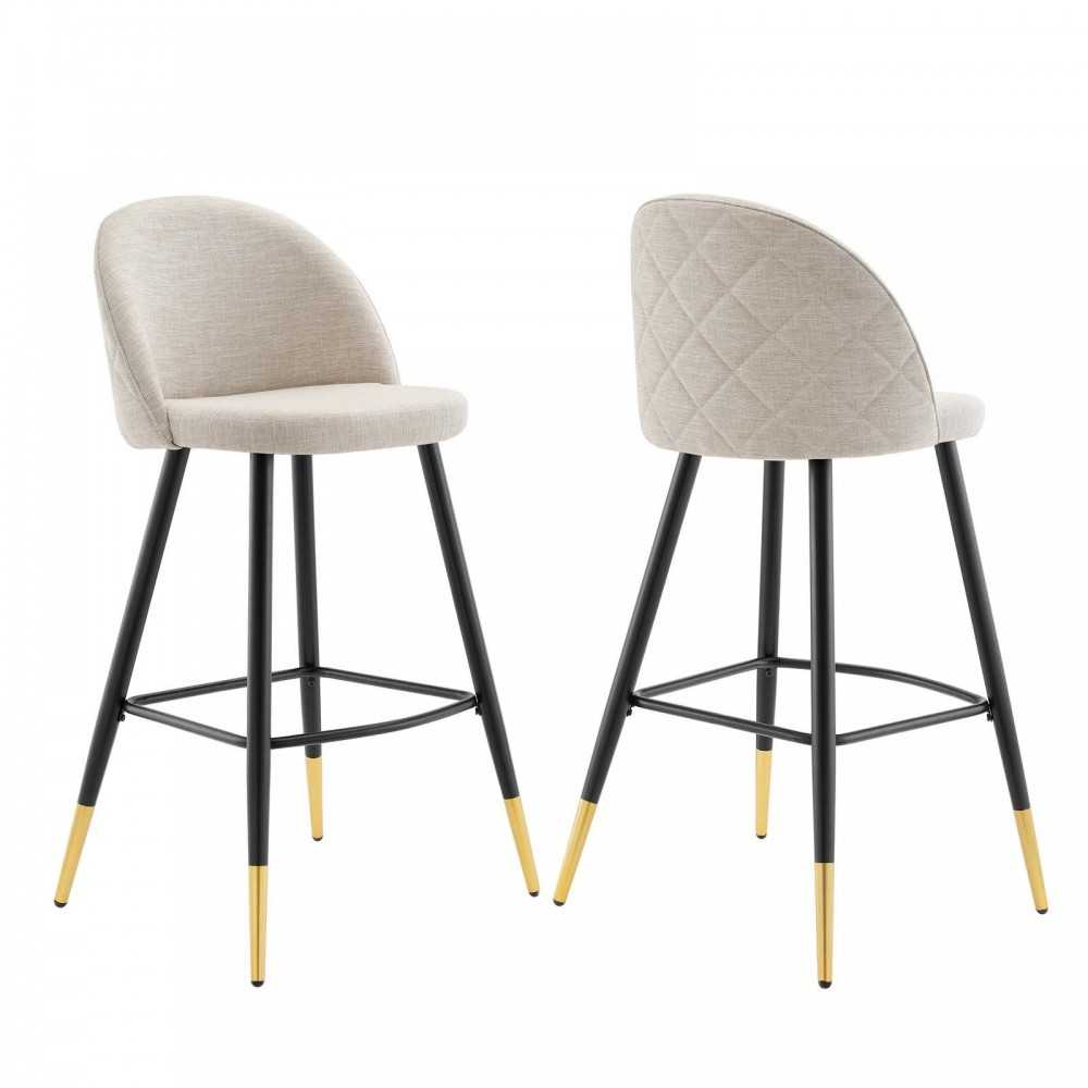 Cordial Fabric Bar Stools - Set of 2, Beige