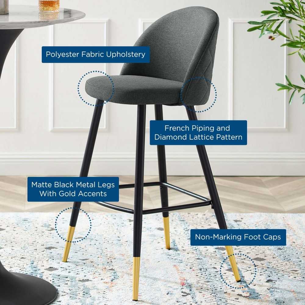 Cordial Fabric Bar Stools - Set of 2, Gray