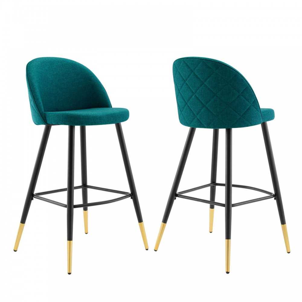 Cordial Fabric Bar Stools - Set of 2, Teal
