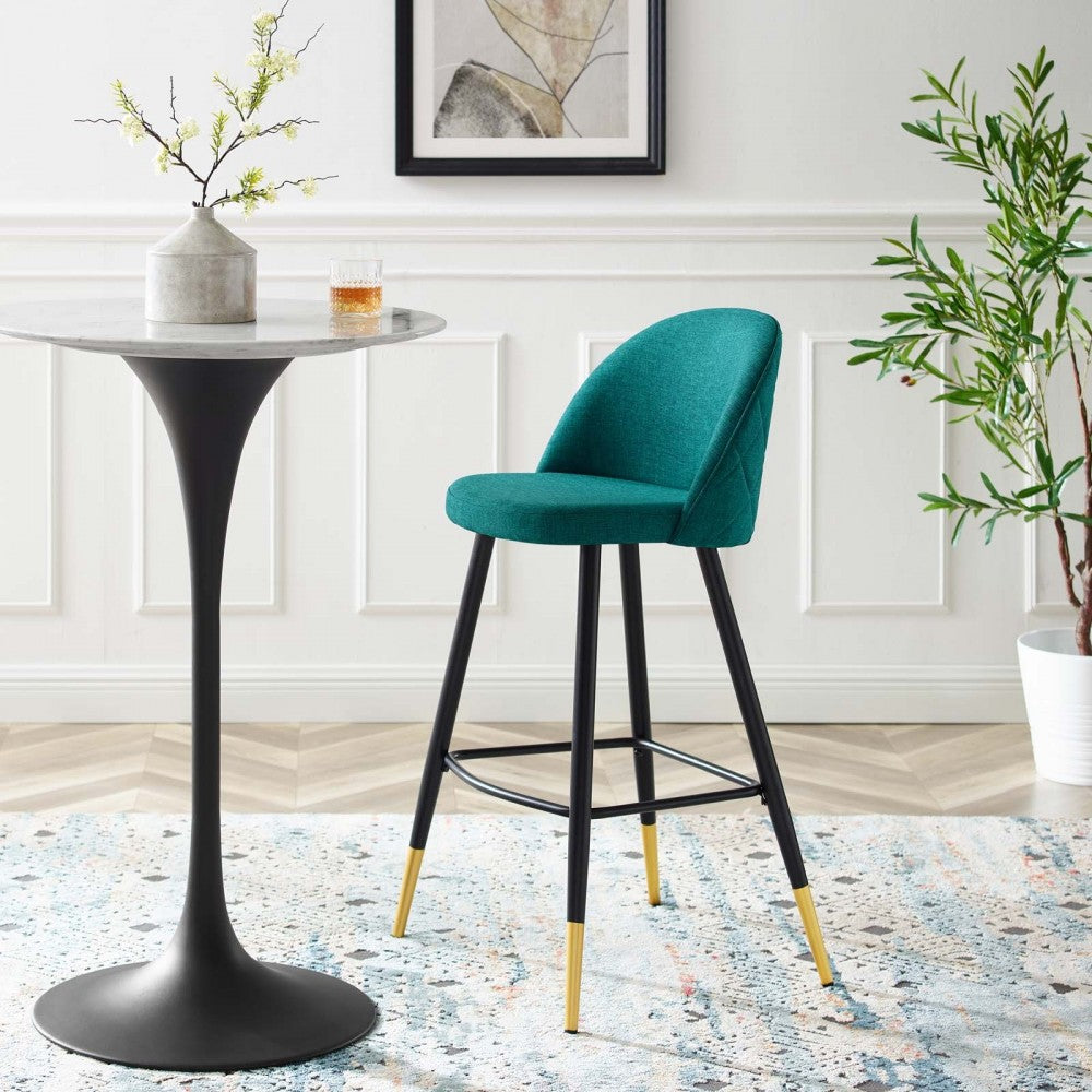 Cordial Fabric Bar Stools - Set of 2, Teal