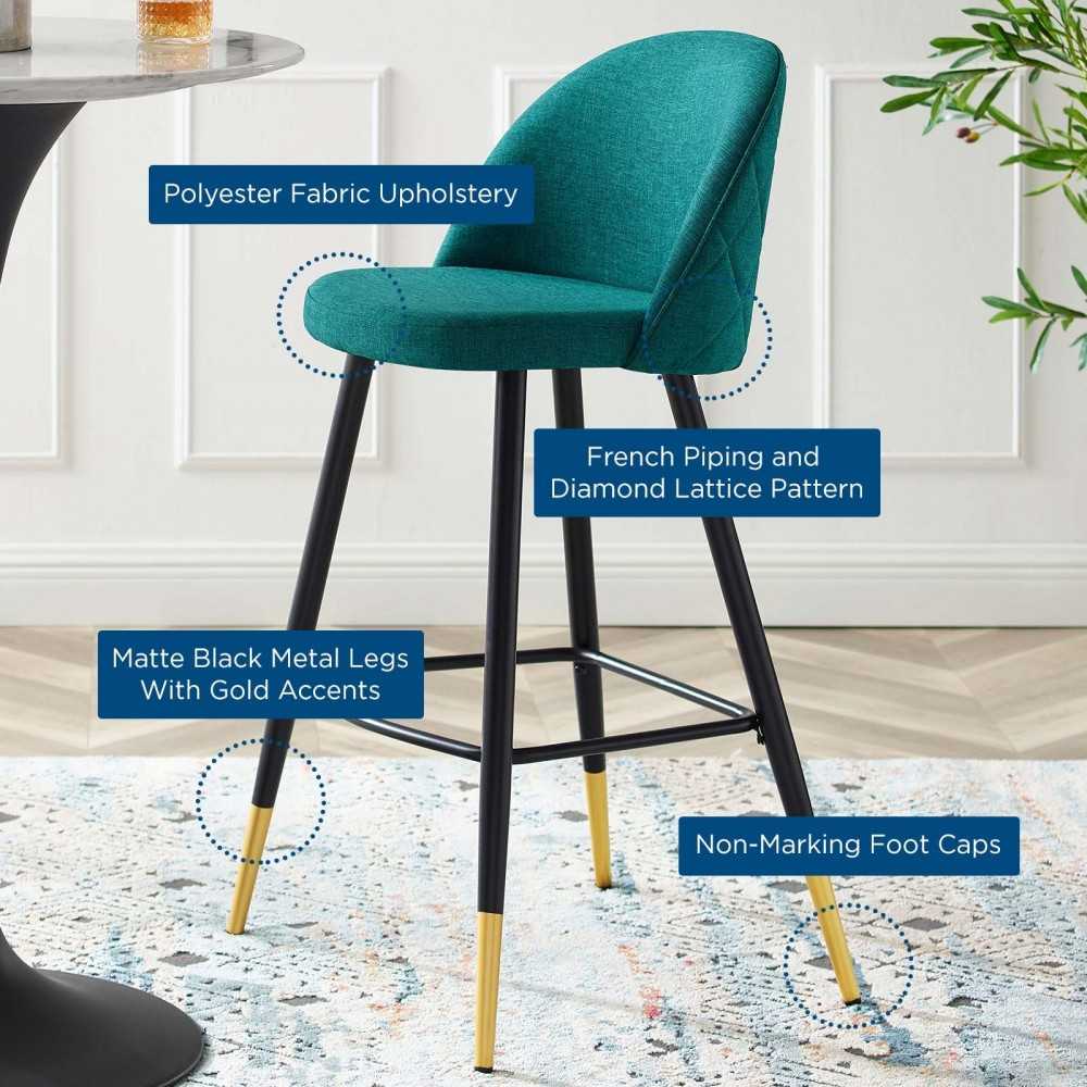 Cordial Fabric Bar Stools - Set of 2, Teal