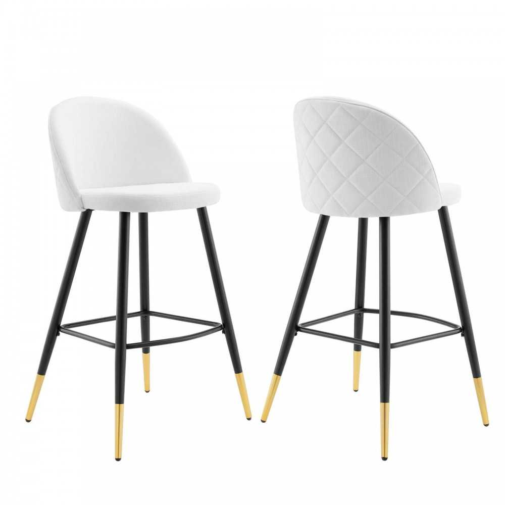 Cordial Fabric Bar Stools - Set of 2, White